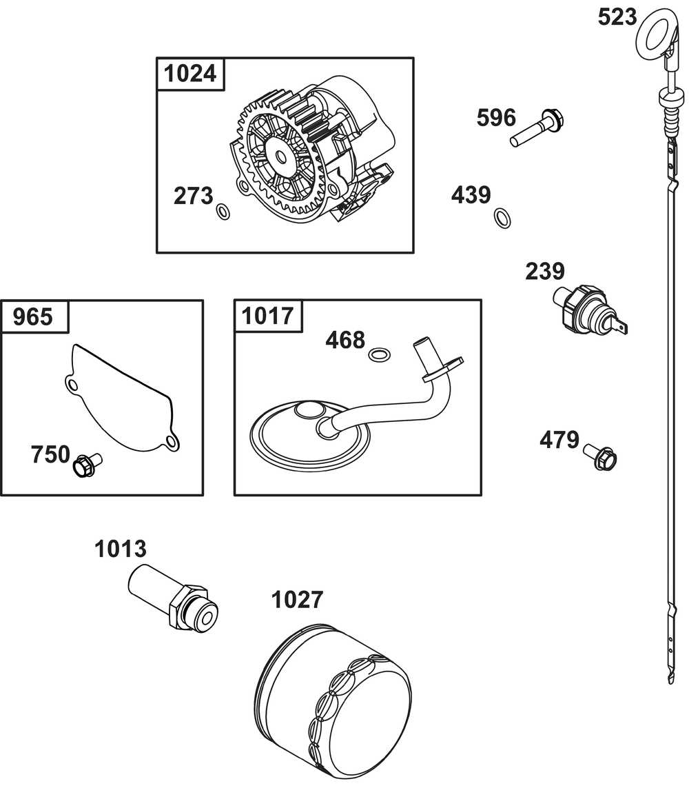 Lubrication Group Diagram and Parts List for 540477-0129-B5 400000 - 699999 Briggs and Stratton Engine